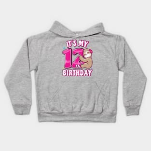 It's My 12th Birthday Girls Sloth Kids Hoodie